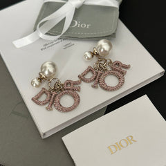 Pink Diamond Pearl Earrings