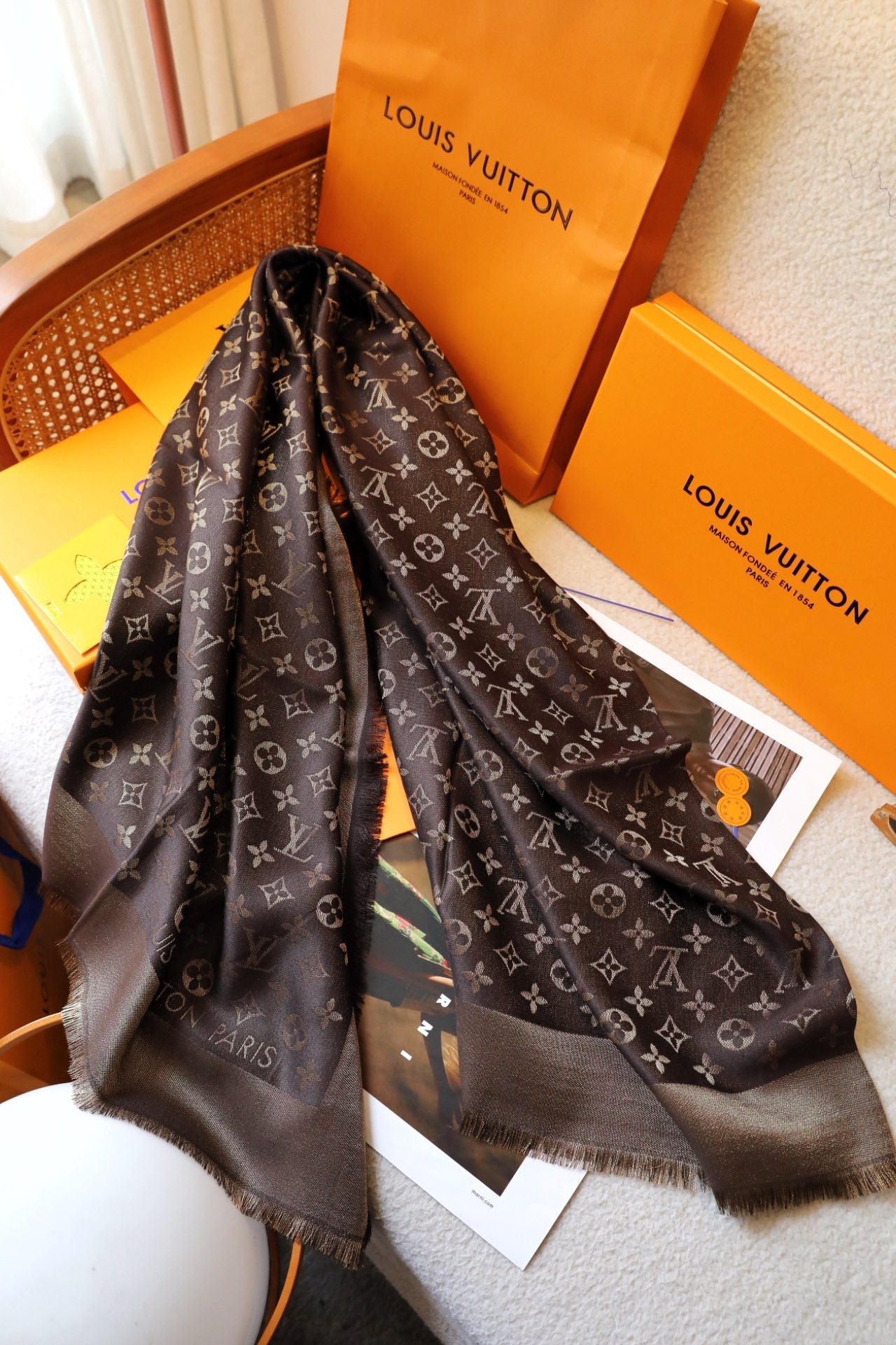 Elegant printed silk scarf