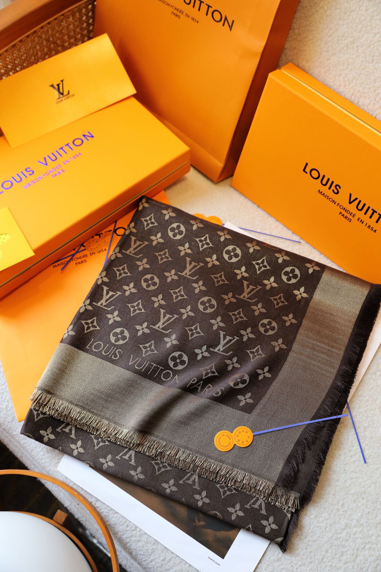 Elegant printed silk scarf