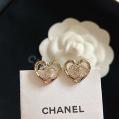 Hollow Heart Rhinestone Stud Earrings