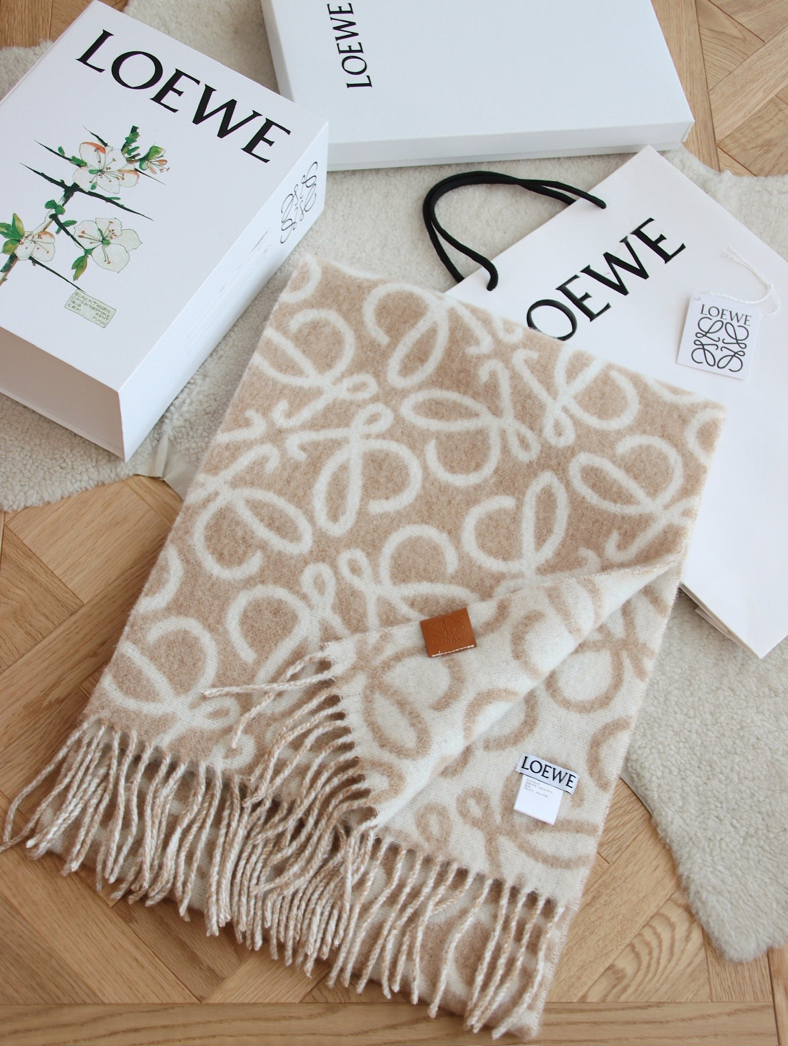 Printed wool and mohair scarf