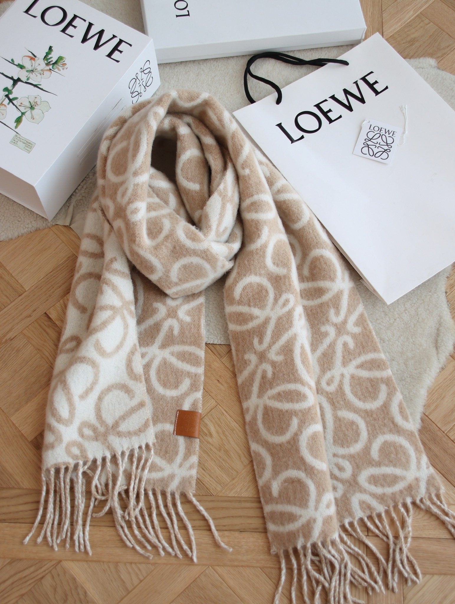 Printed wool and mohair scarf