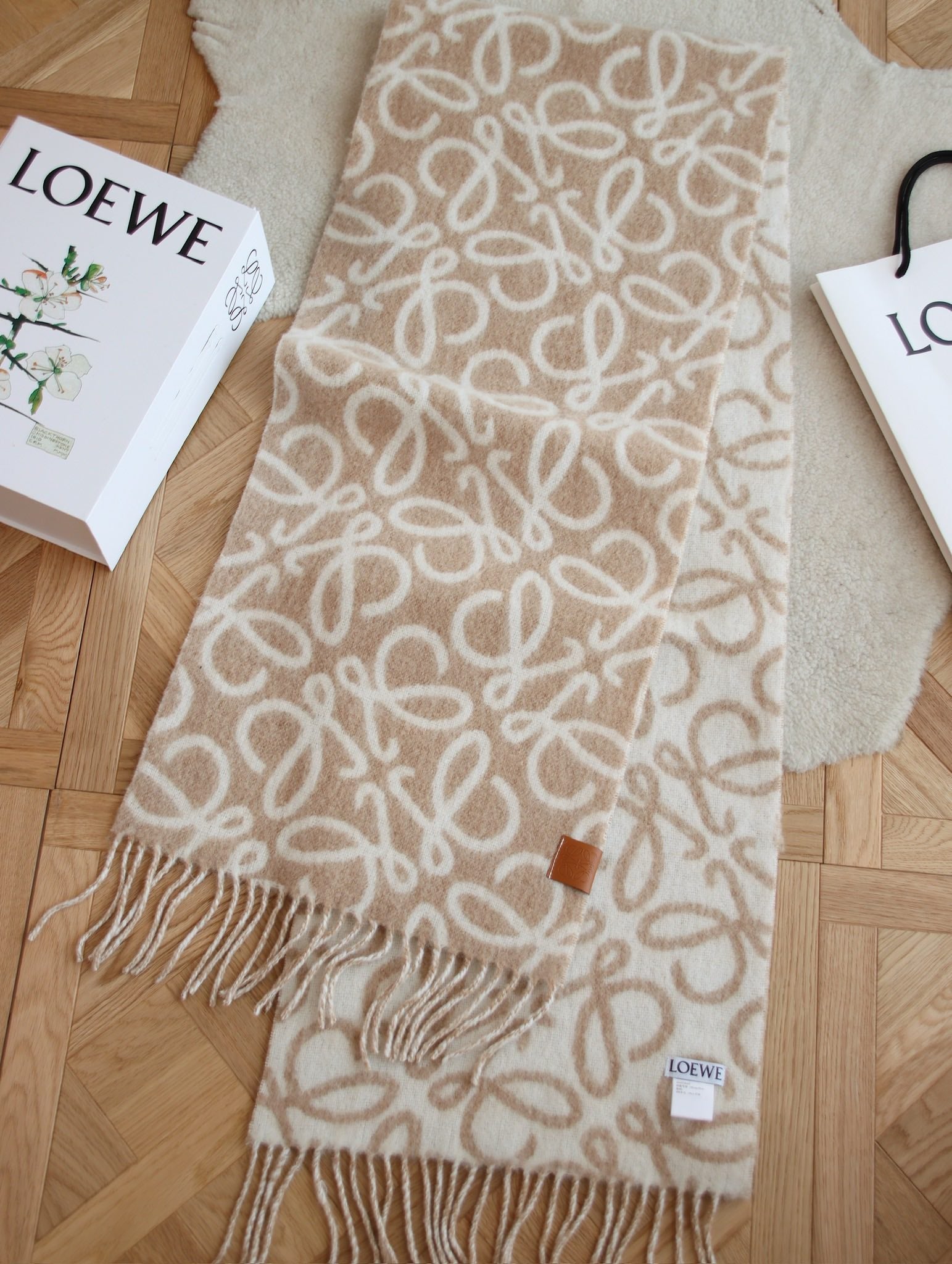 Printed wool and mohair scarf