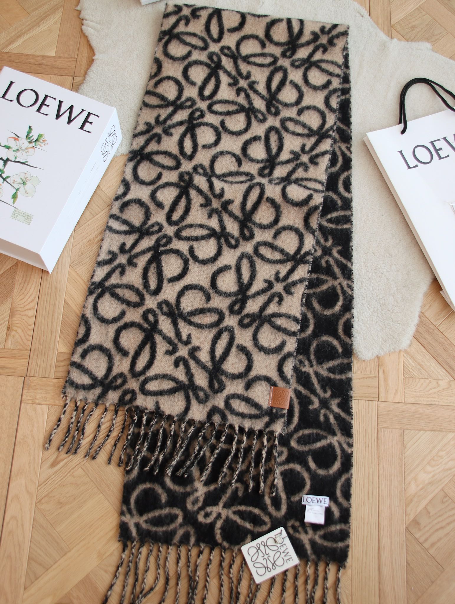 Printed wool and mohair scarf