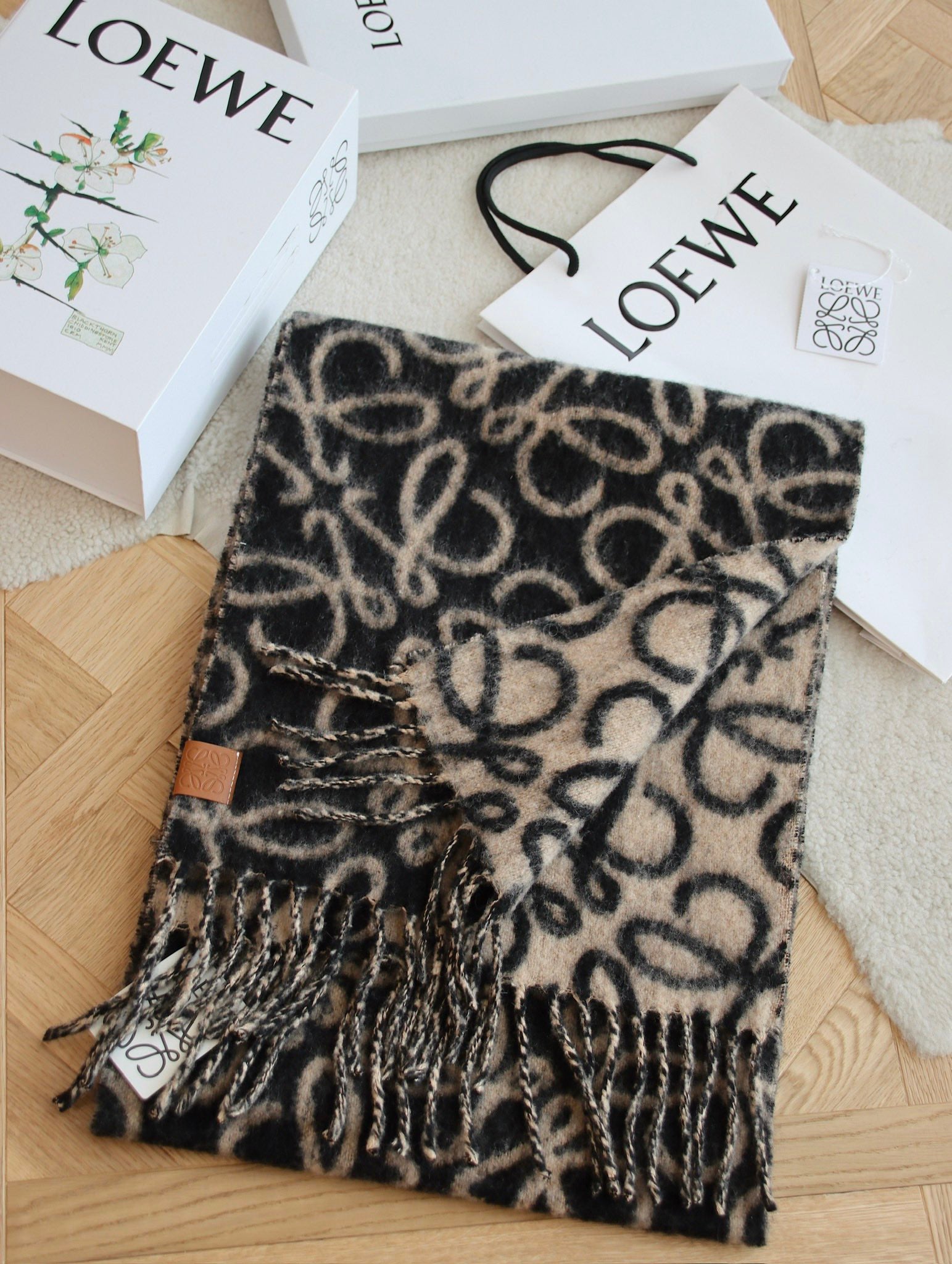 Printed wool and mohair scarf