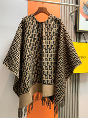 Retro Wool Jacquard Cape