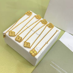 Eight Four-Leaf Clover Long Necklace