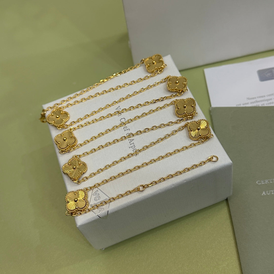 Eight Four-Leaf Clover Long Necklace