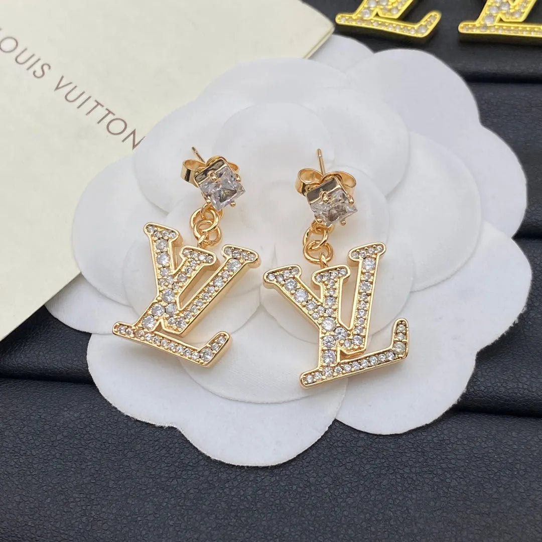 Full Diamond Letter Earrings