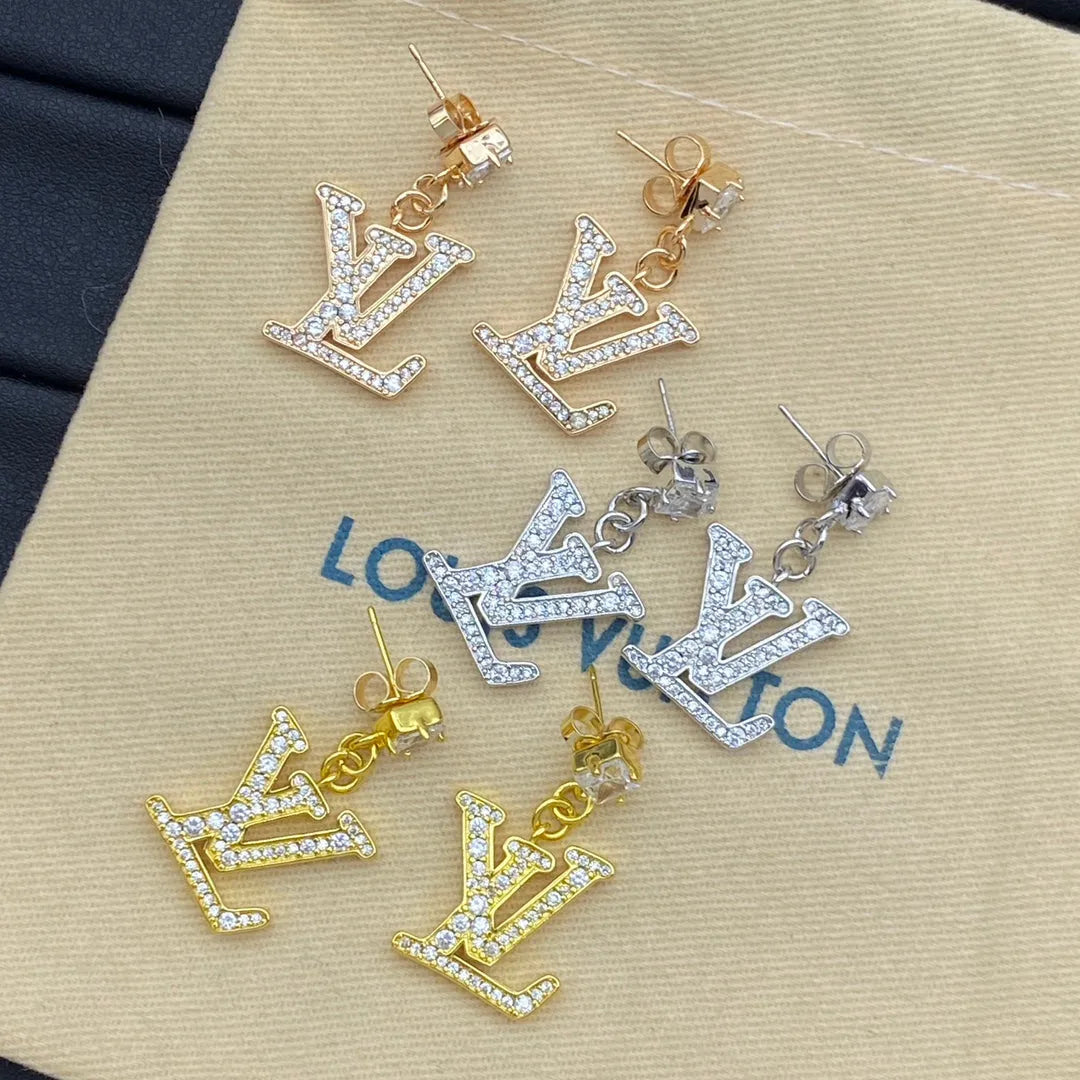 Full Diamond Letter Earrings