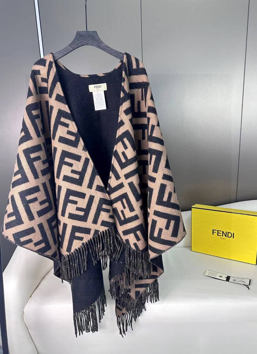 Retro wool and cashmere poncho