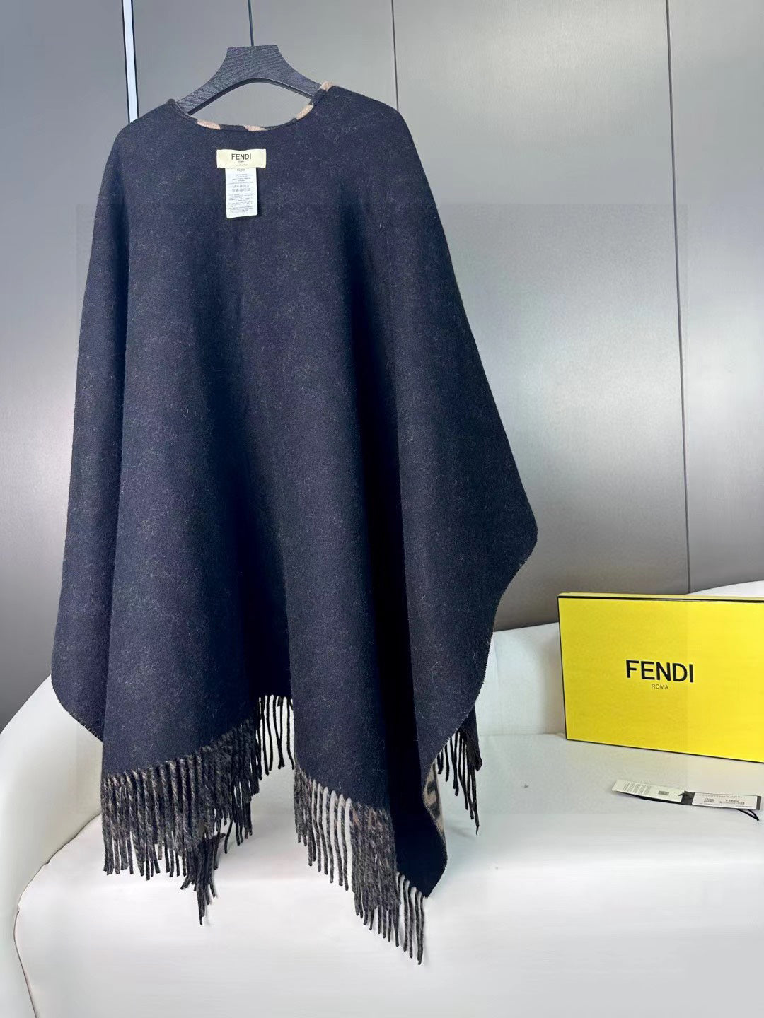 Retro wool and cashmere poncho