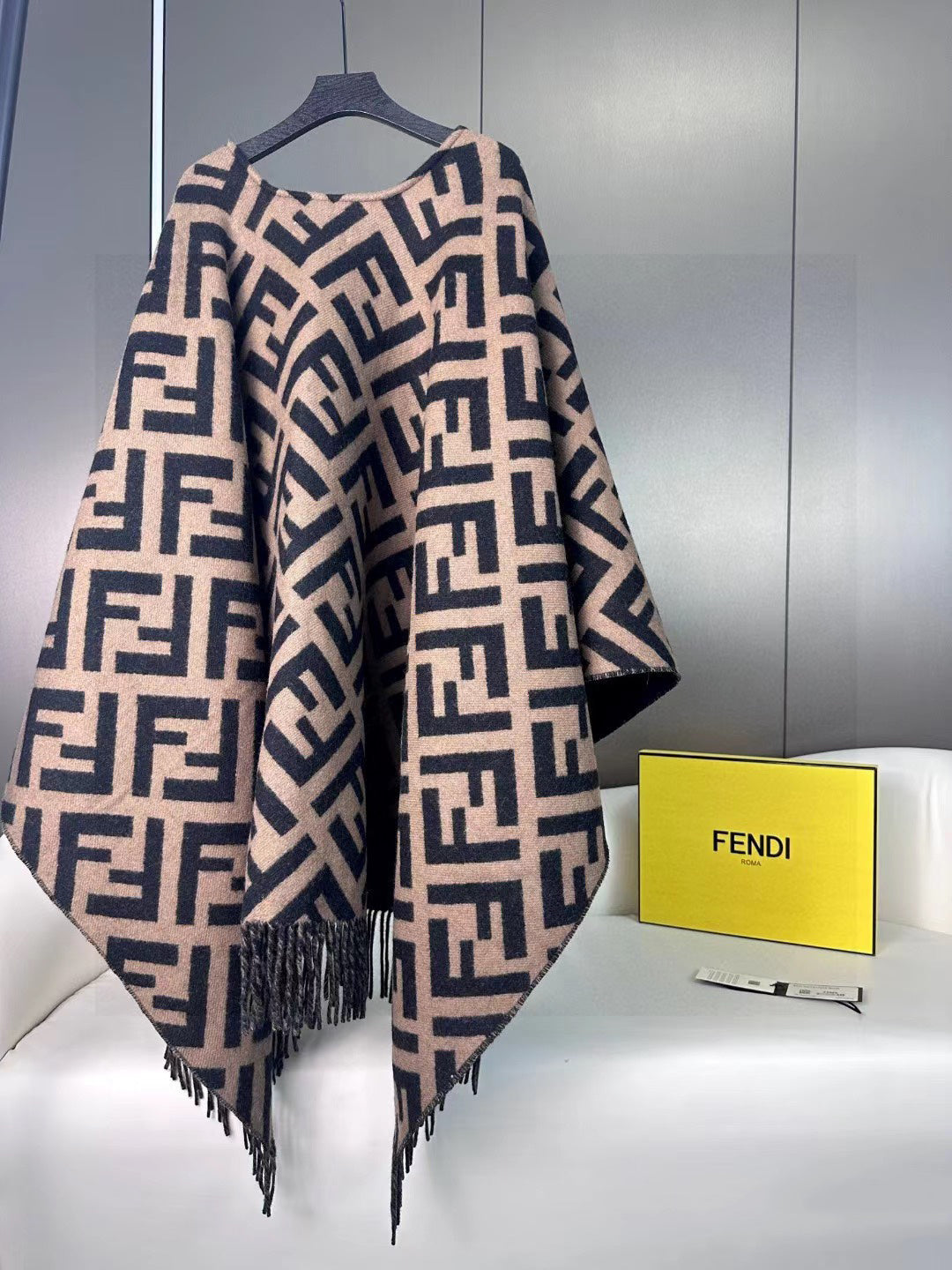 Retro wool and cashmere poncho