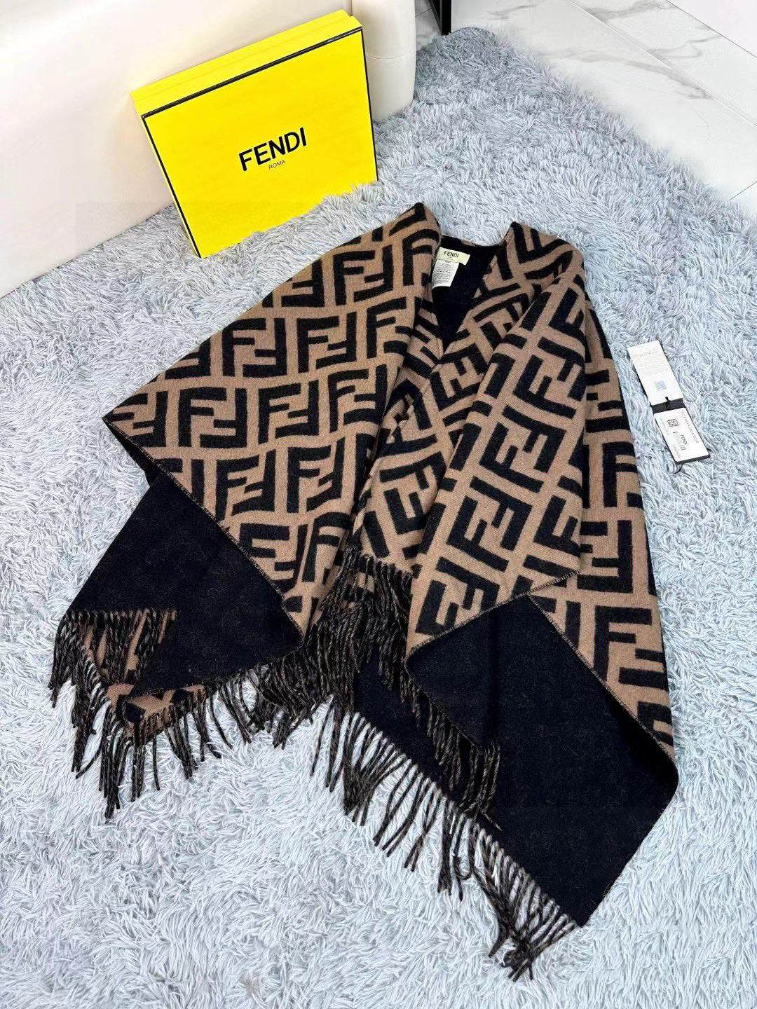 Retro wool and cashmere poncho