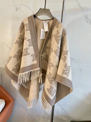 Fashion Wool Jacquard Cape