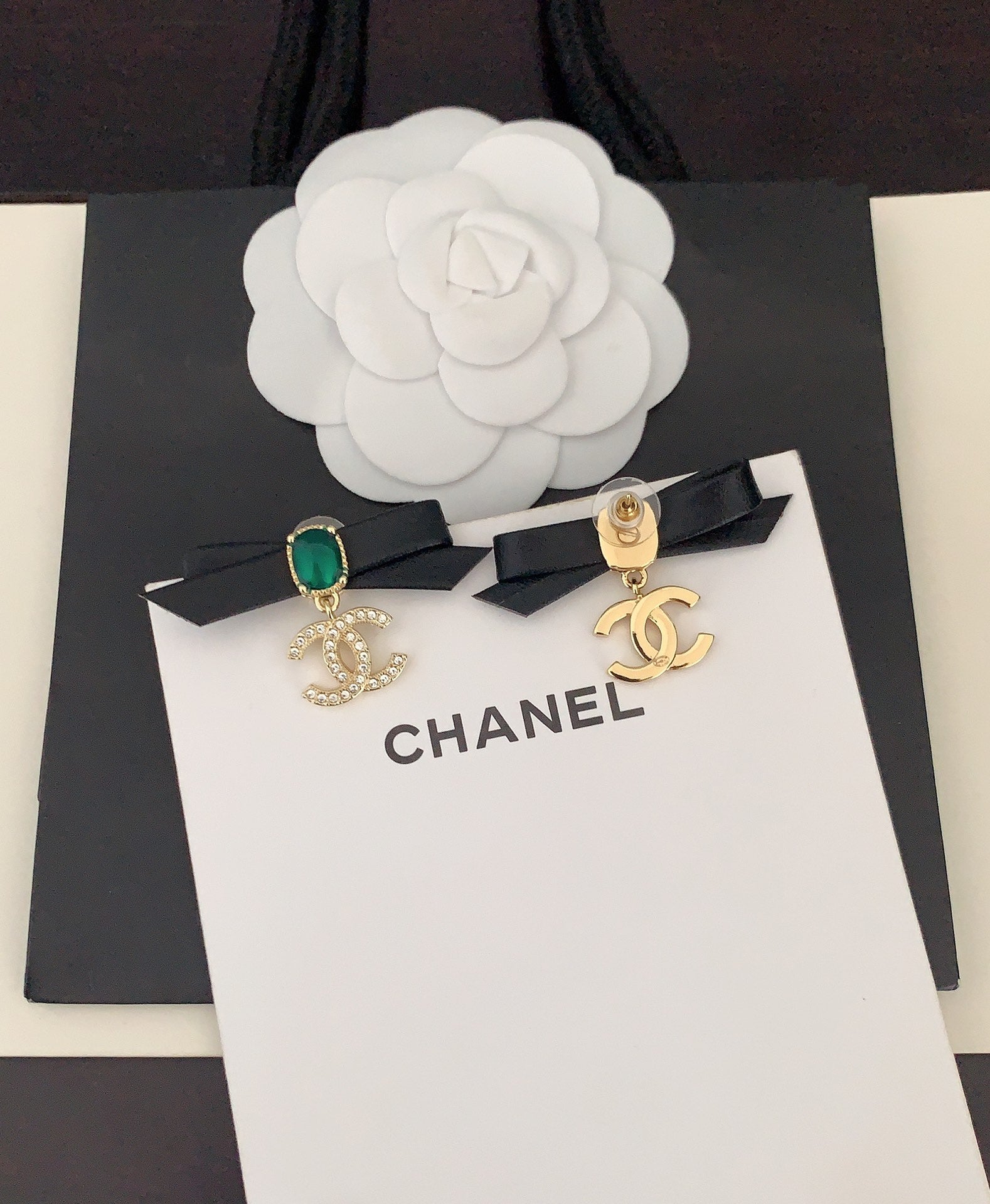 Black Leather Bow Earrings
