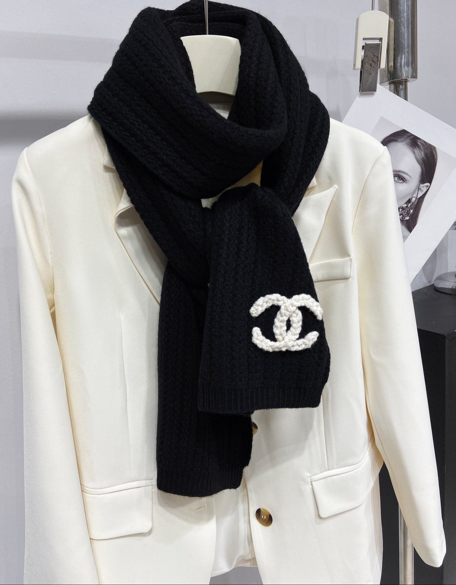 Fashionable diamond jacquard knitted 100% cashmere scarf