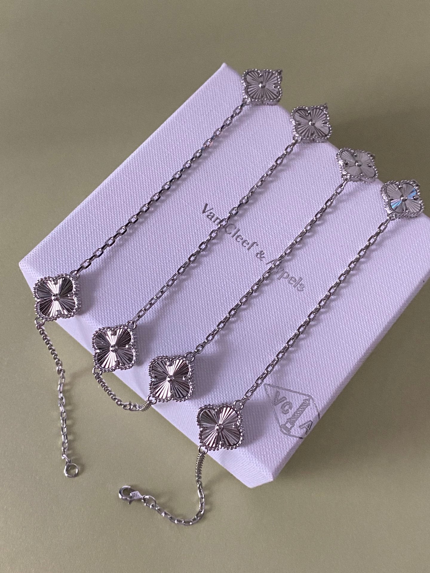 Eight Four-Leaf Clover Long Necklace