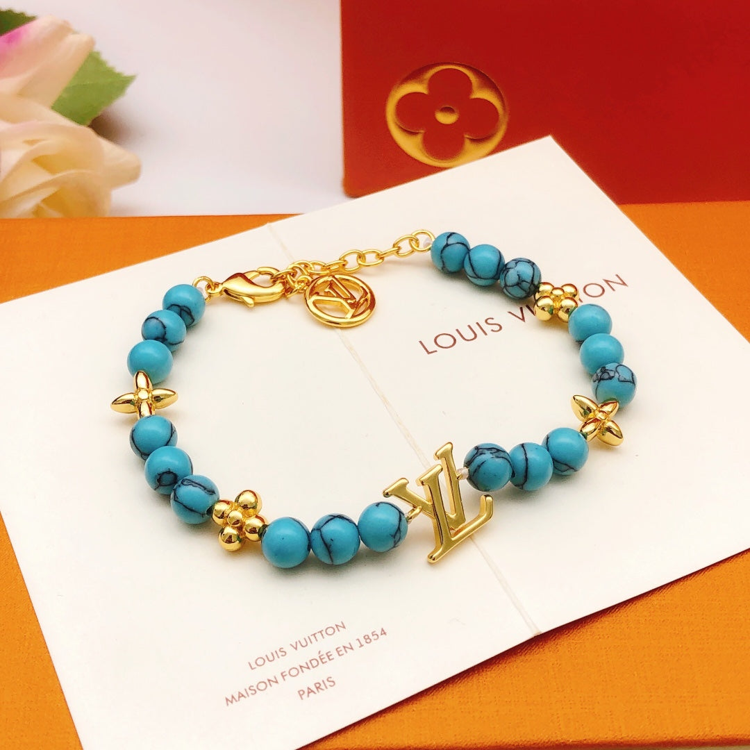 Blue bead bracelet