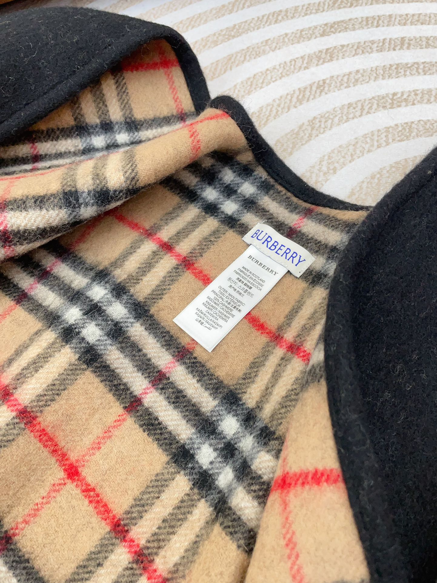 Reversible Black Vintage Plaid Cape