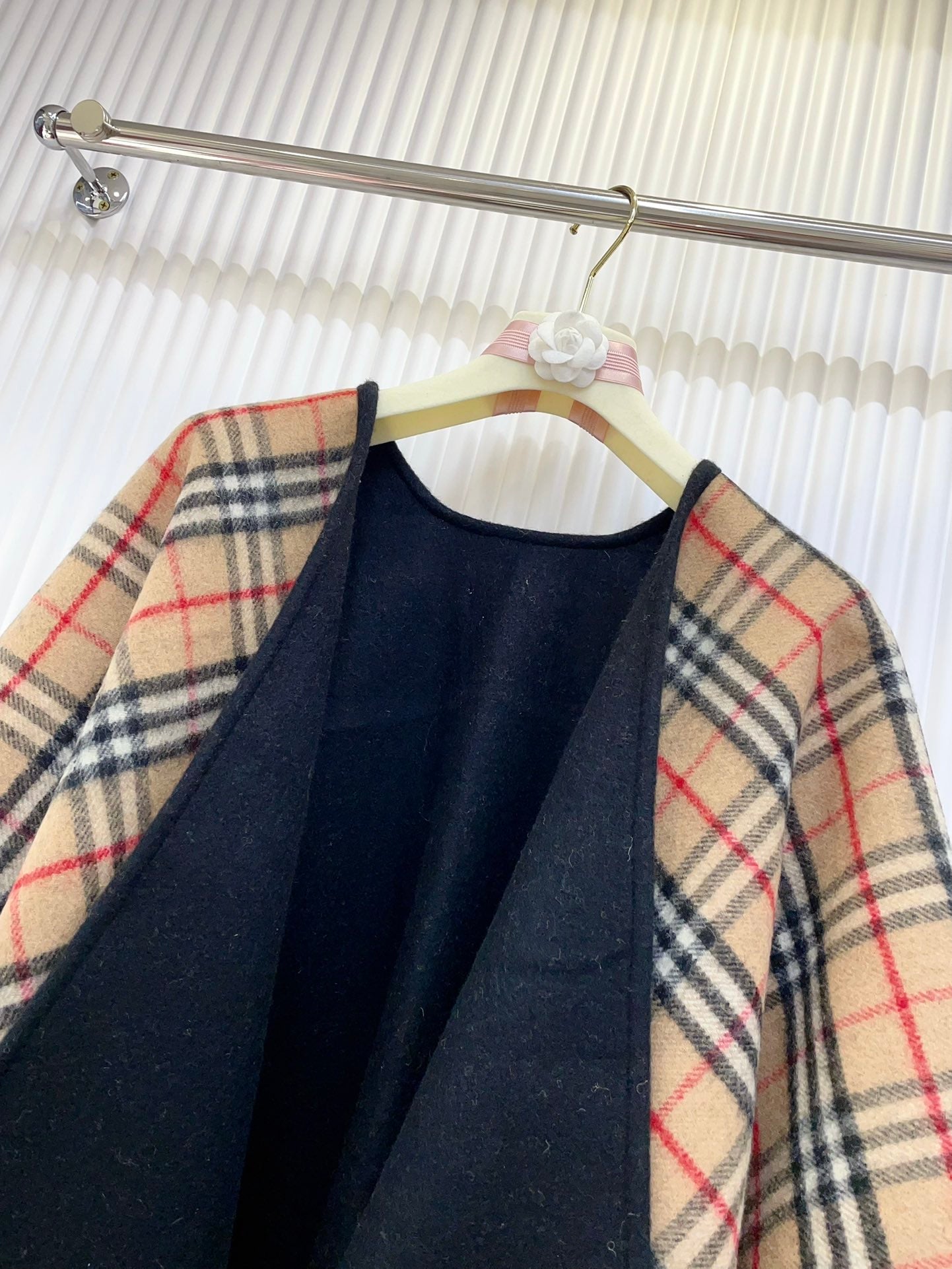 Reversible Black Vintage Plaid Cape
