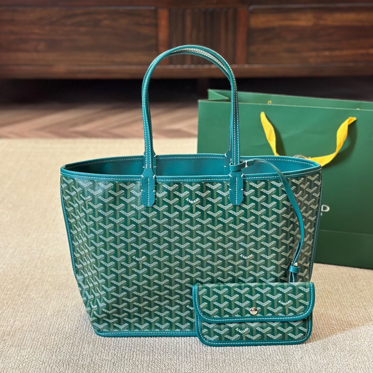 Leather double-sided medium tote bag