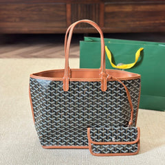 Leather double-sided medium tote bag