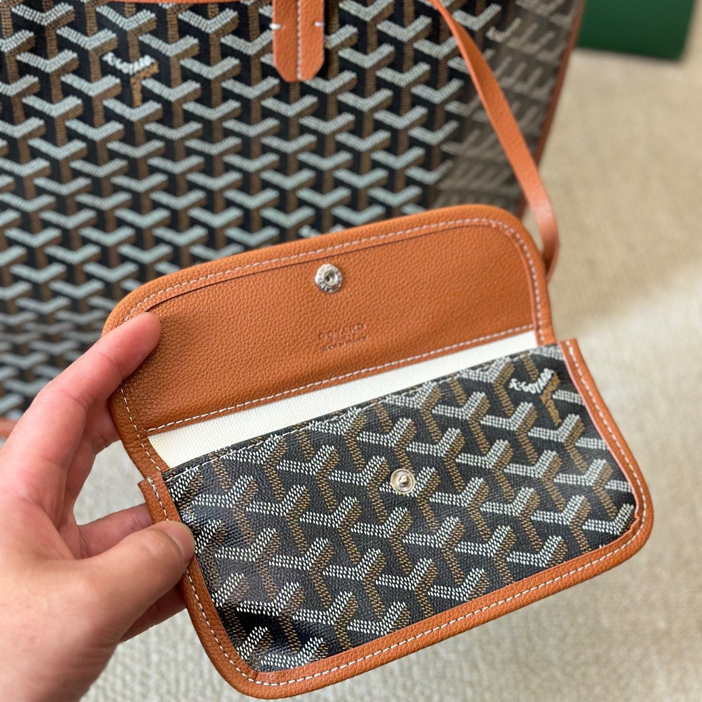 Leather double-sided medium tote bag