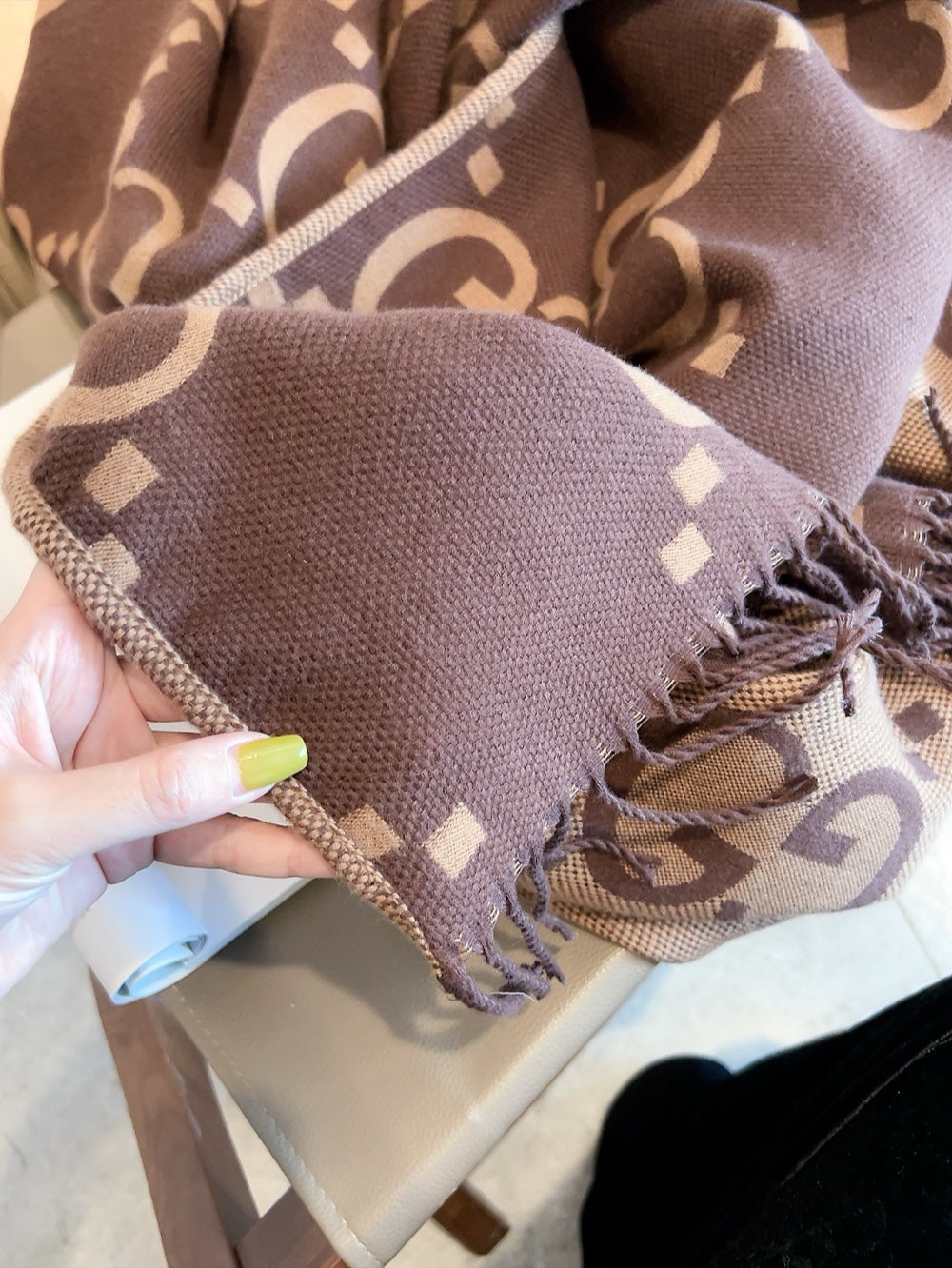 Brown Vintage Wool Jacquard Cape