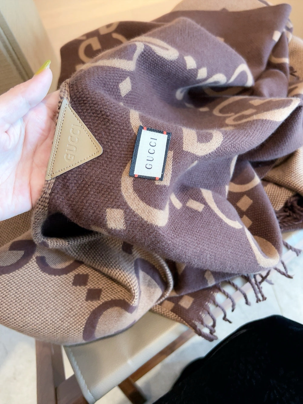 Brown Vintage Wool Jacquard Cape