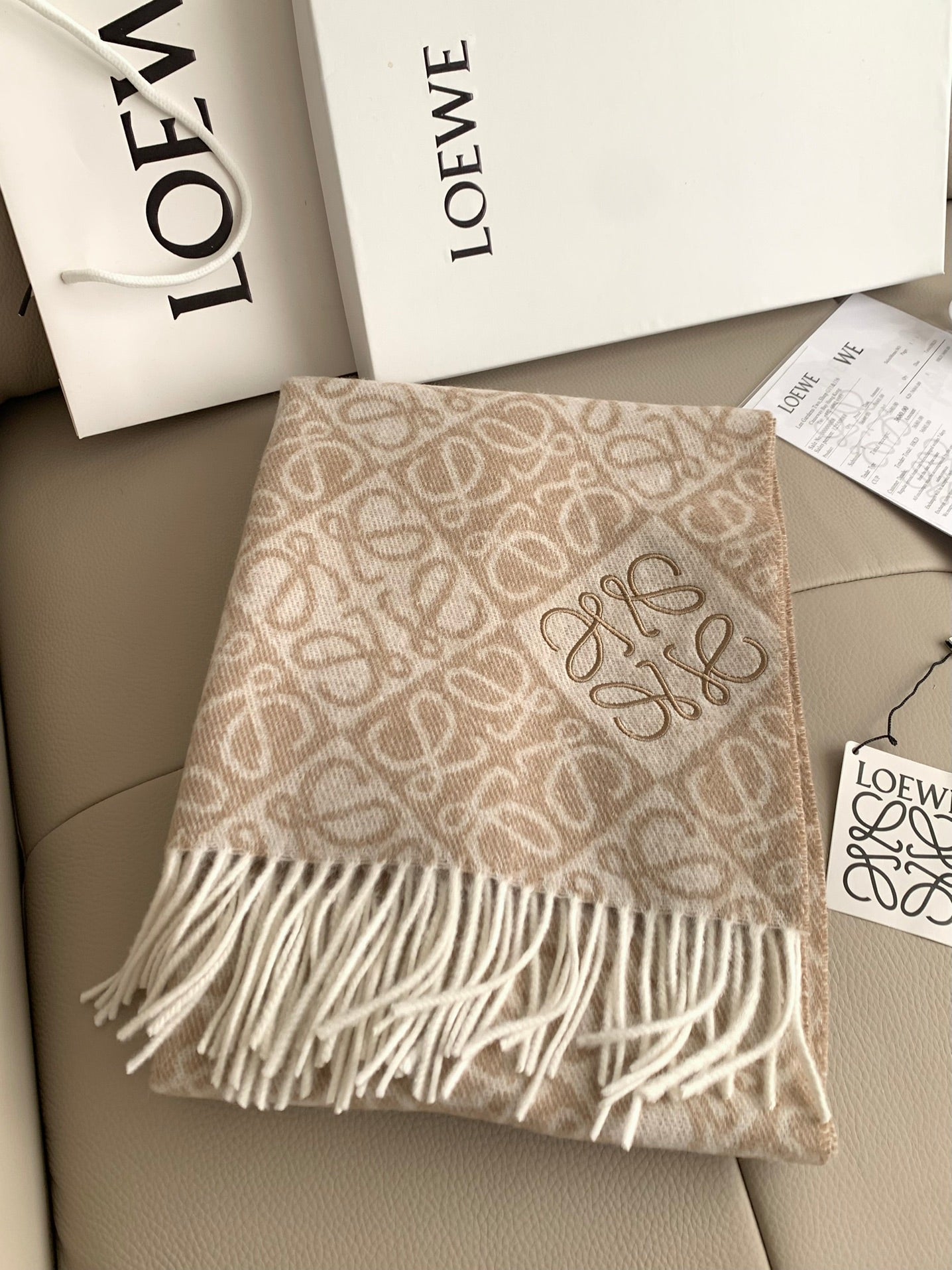 Printed tassel scarf