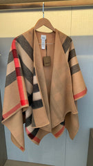 Double-sided Wool Plaid Cape