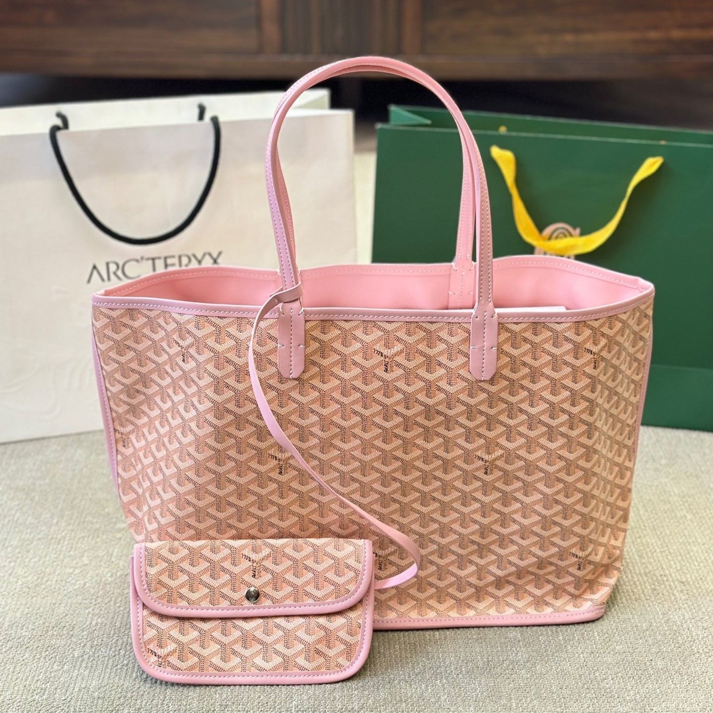 Double-sided large leather shopping bag