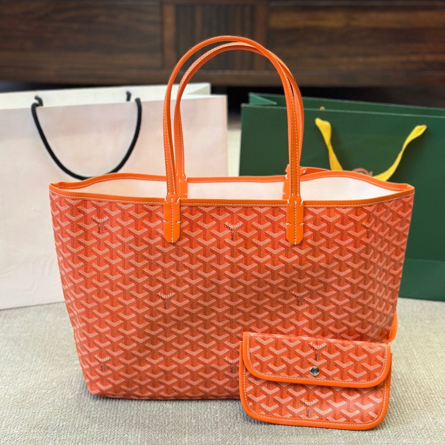 Double-sided large leather shopping bag