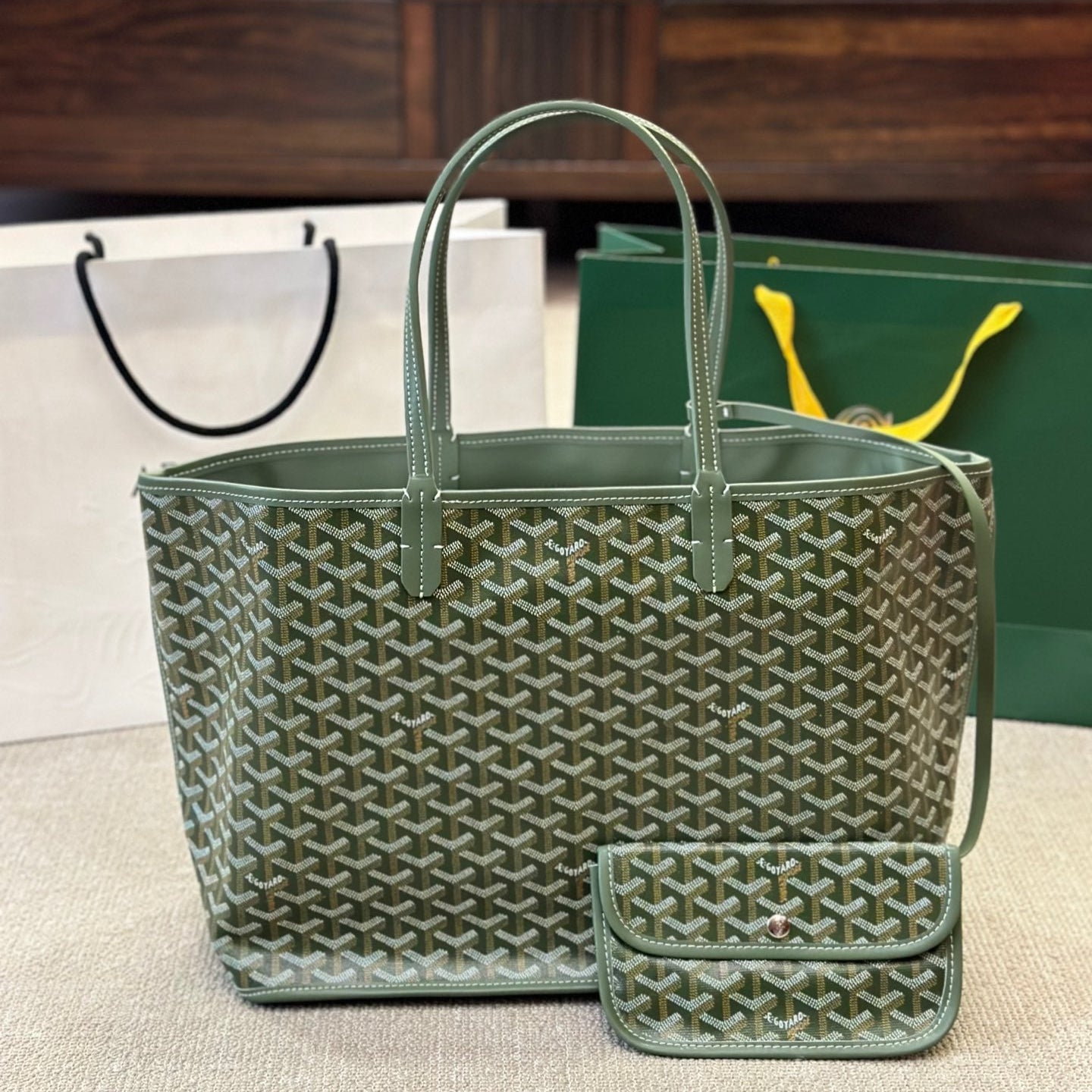 Double-sided large leather shopping bag