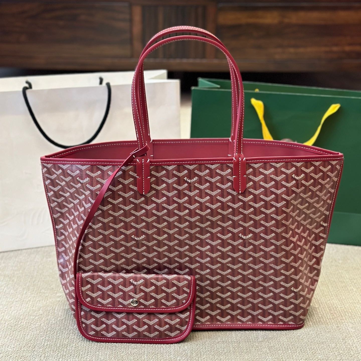 Double-sided large leather shopping bag