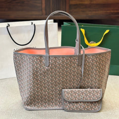 Double-sided large leather shopping bag