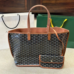 Double-sided large leather shopping bag
