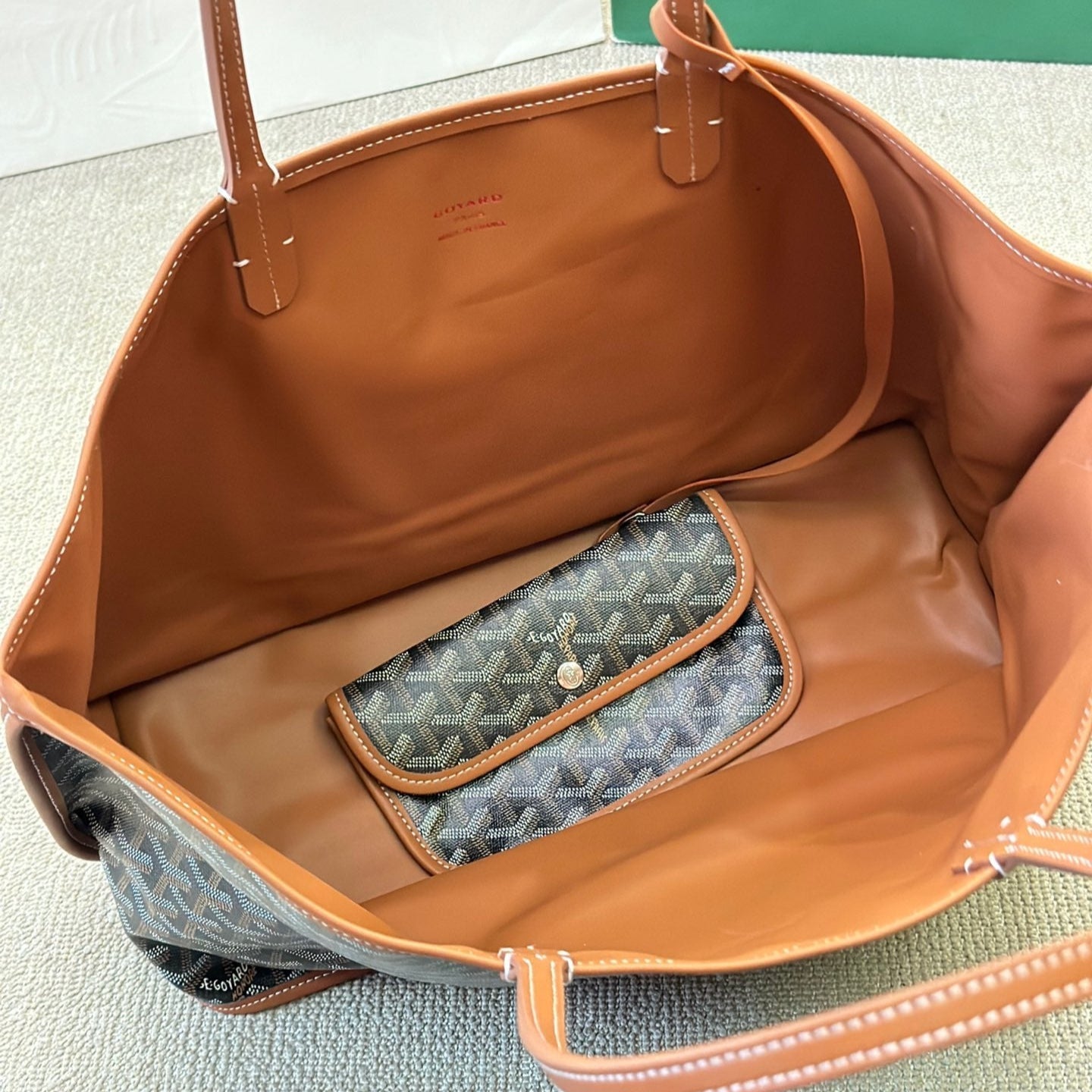 Double-sided large leather shopping bag