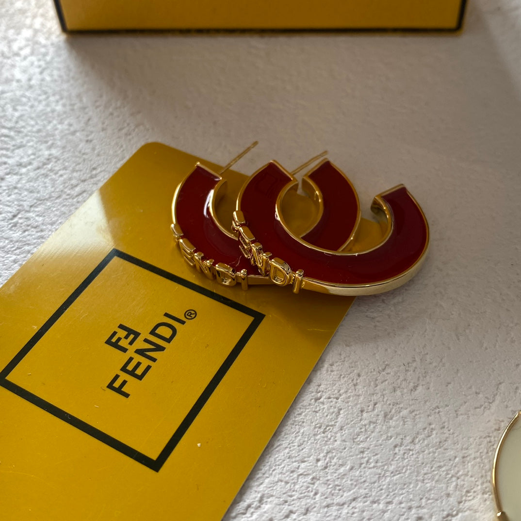 Vintage Half-Hoop Enamel Earrings