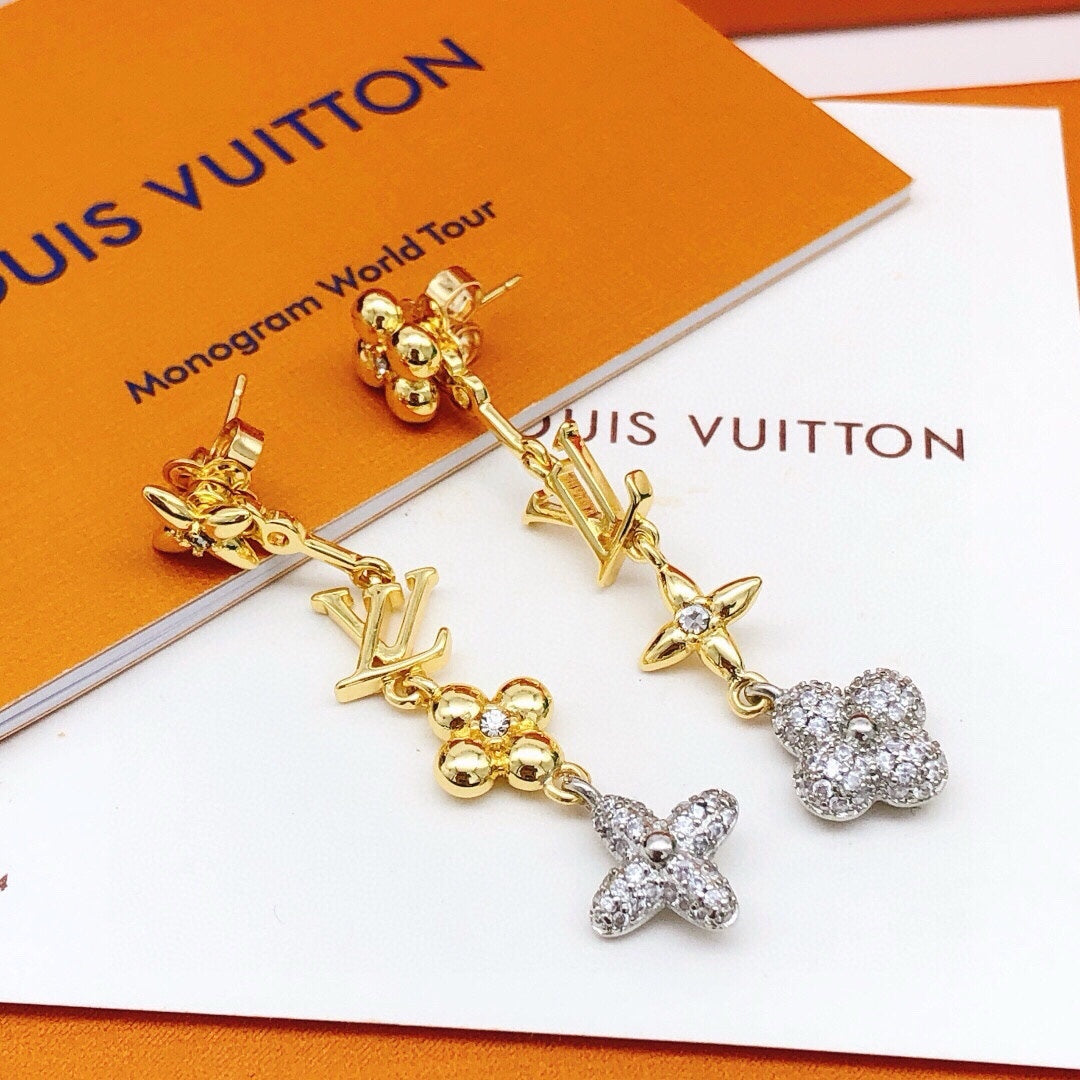 Diamond Floral Chain Earrings