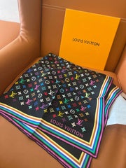 Colorful printed square silk scarf