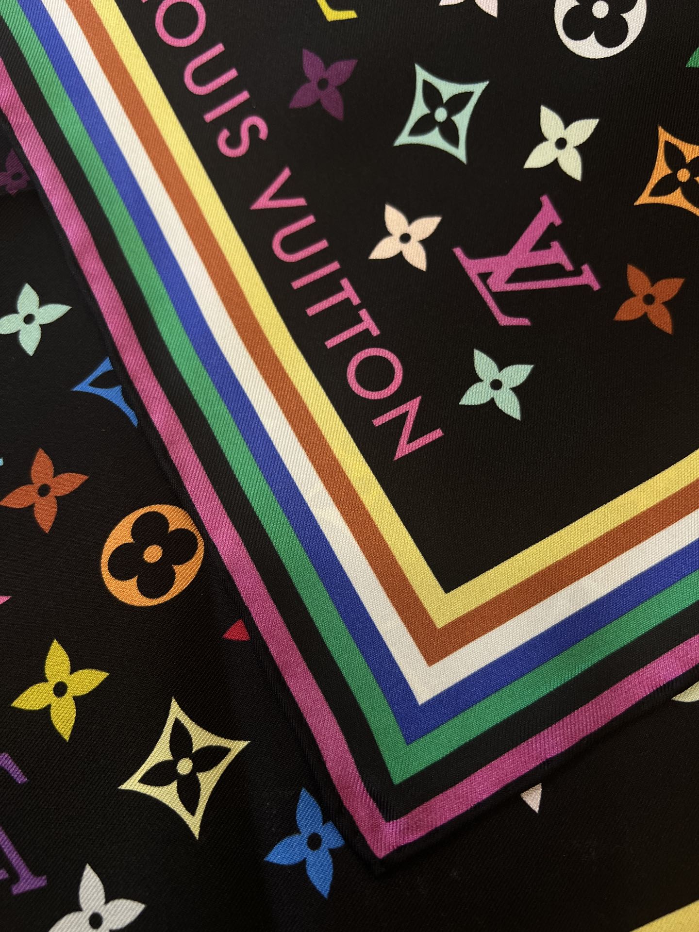 Colorful printed square silk scarf