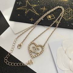 Hollow Heart Diamond Necklace