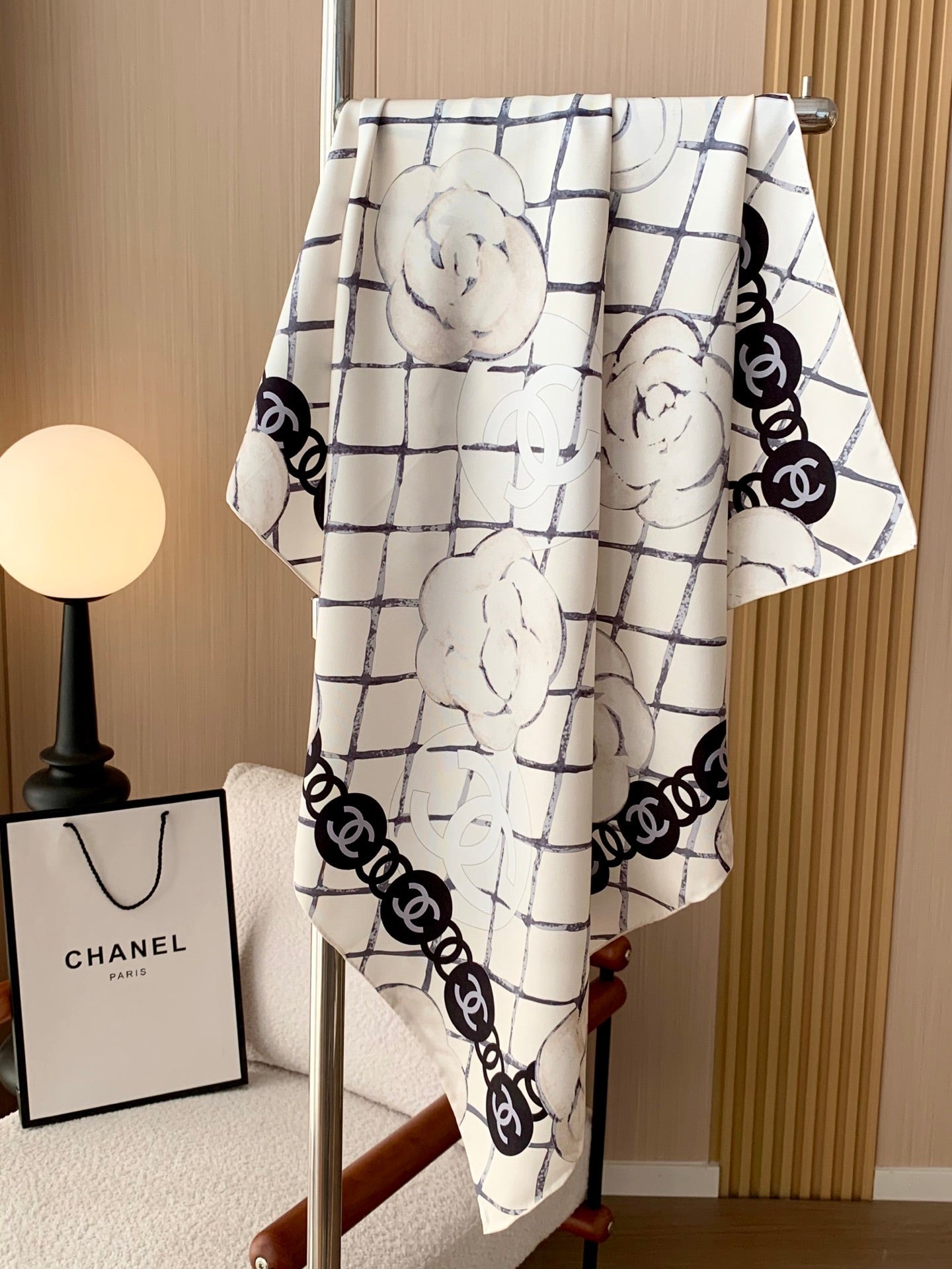 Camellia silk square scarf
