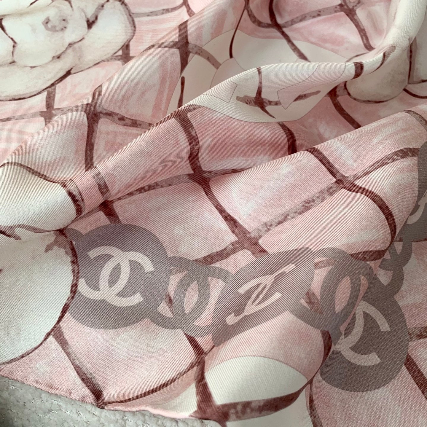 Camellia silk square scarf