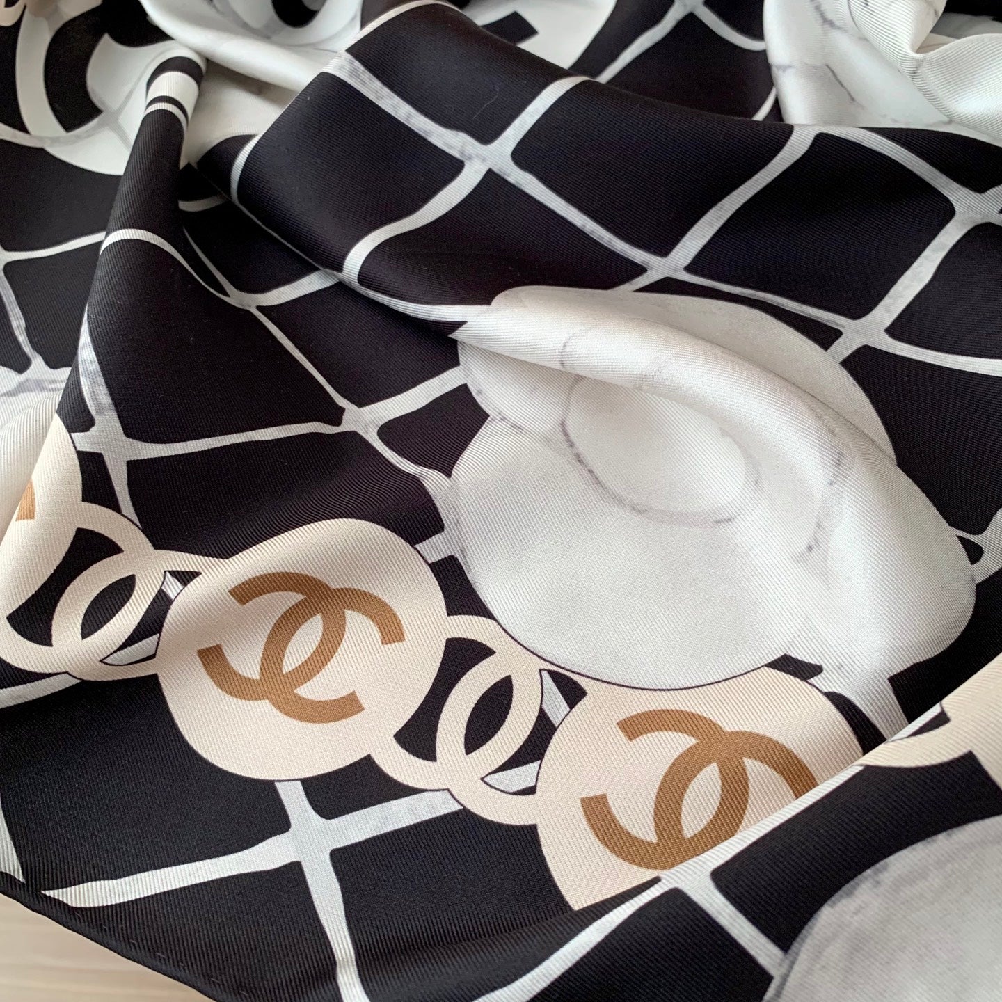 Camellia silk square scarf