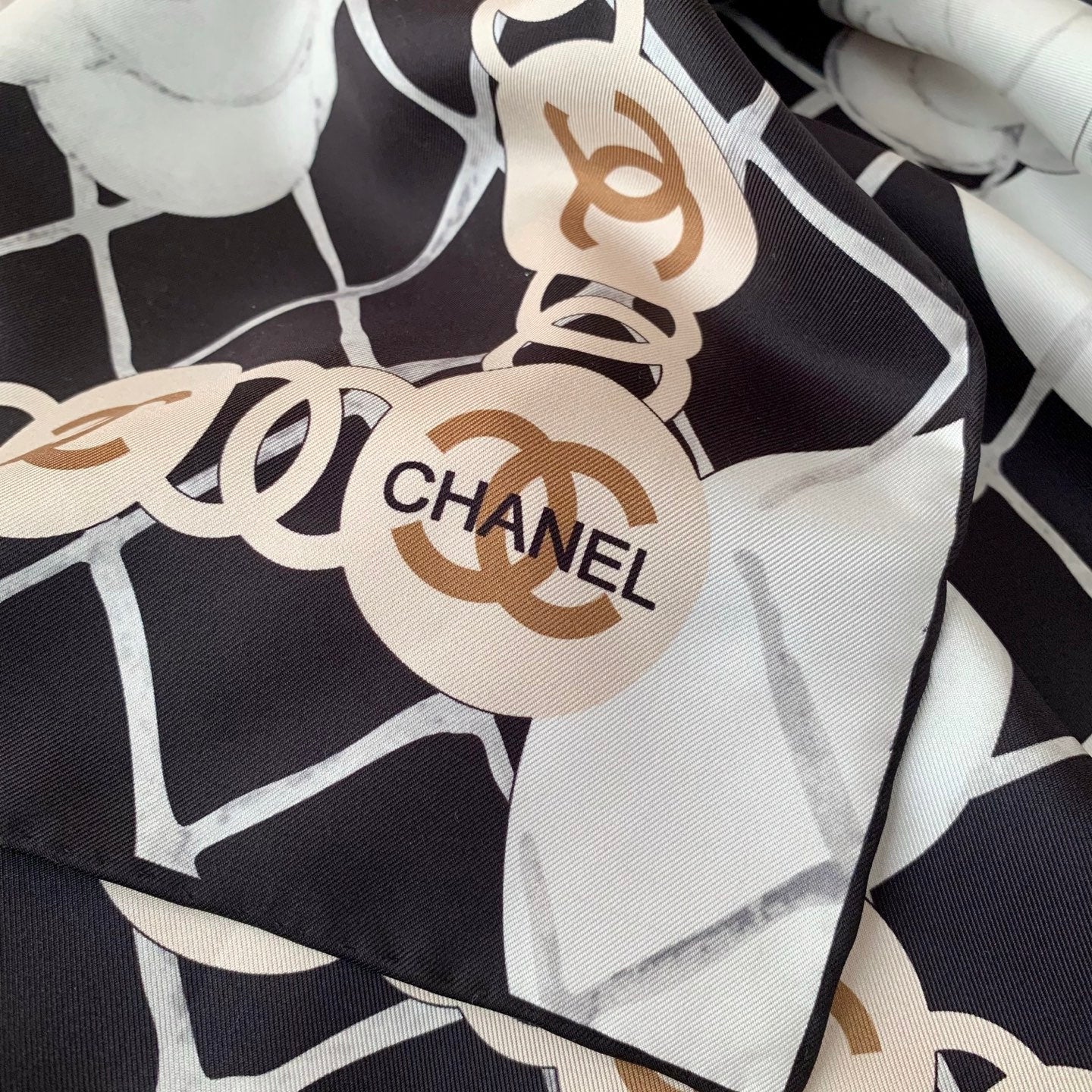 Camellia silk square scarf