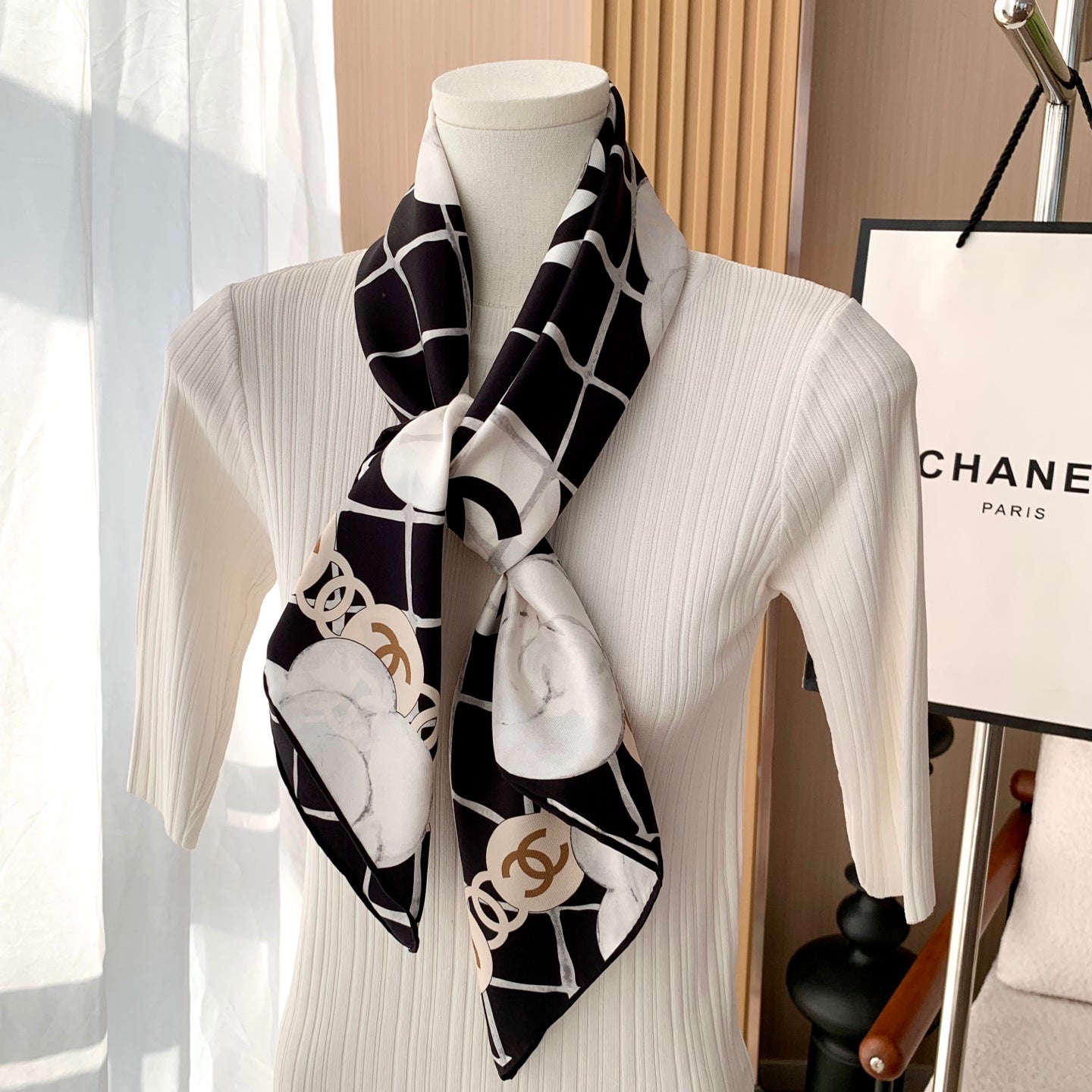 Camellia silk square scarf