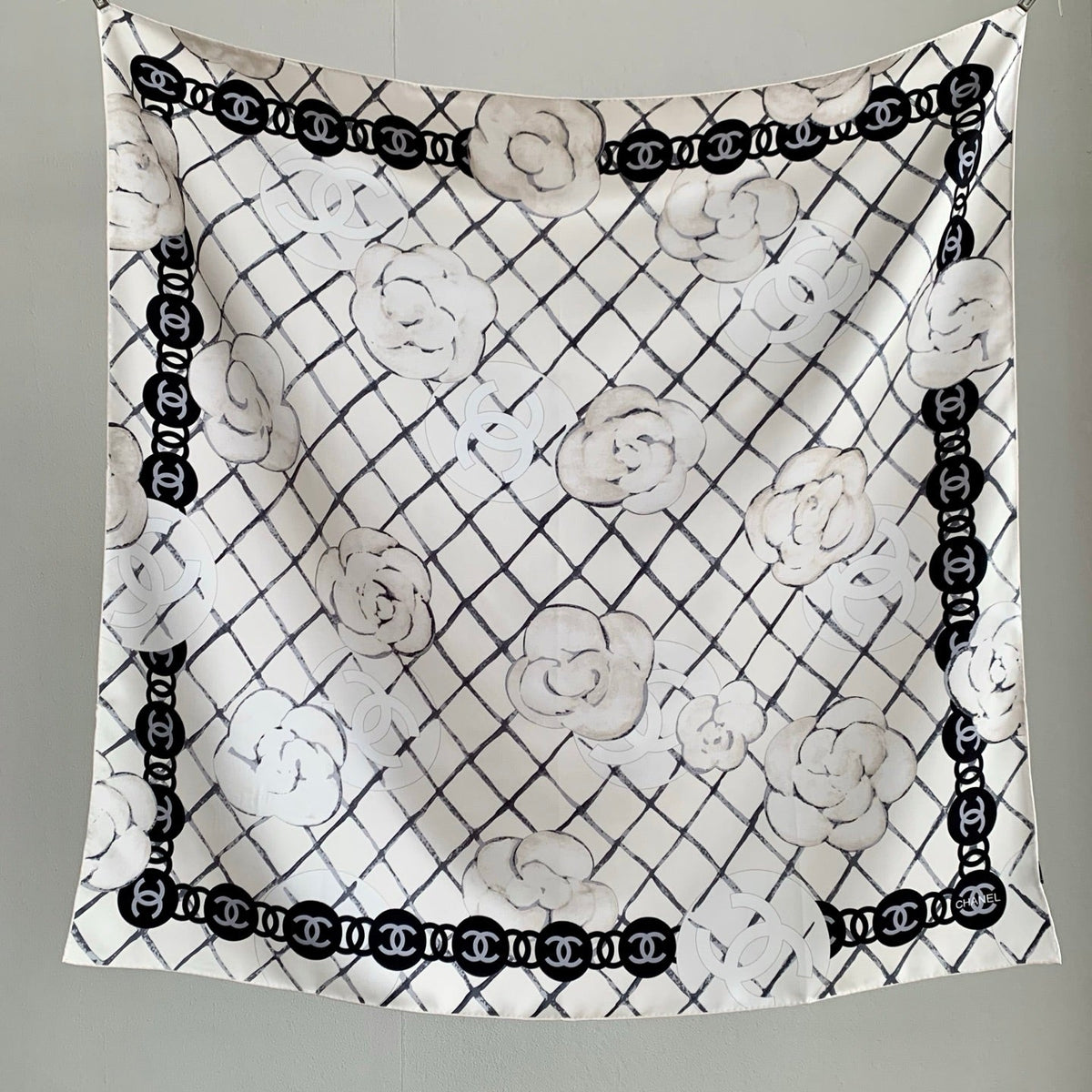 Camellia silk square scarf